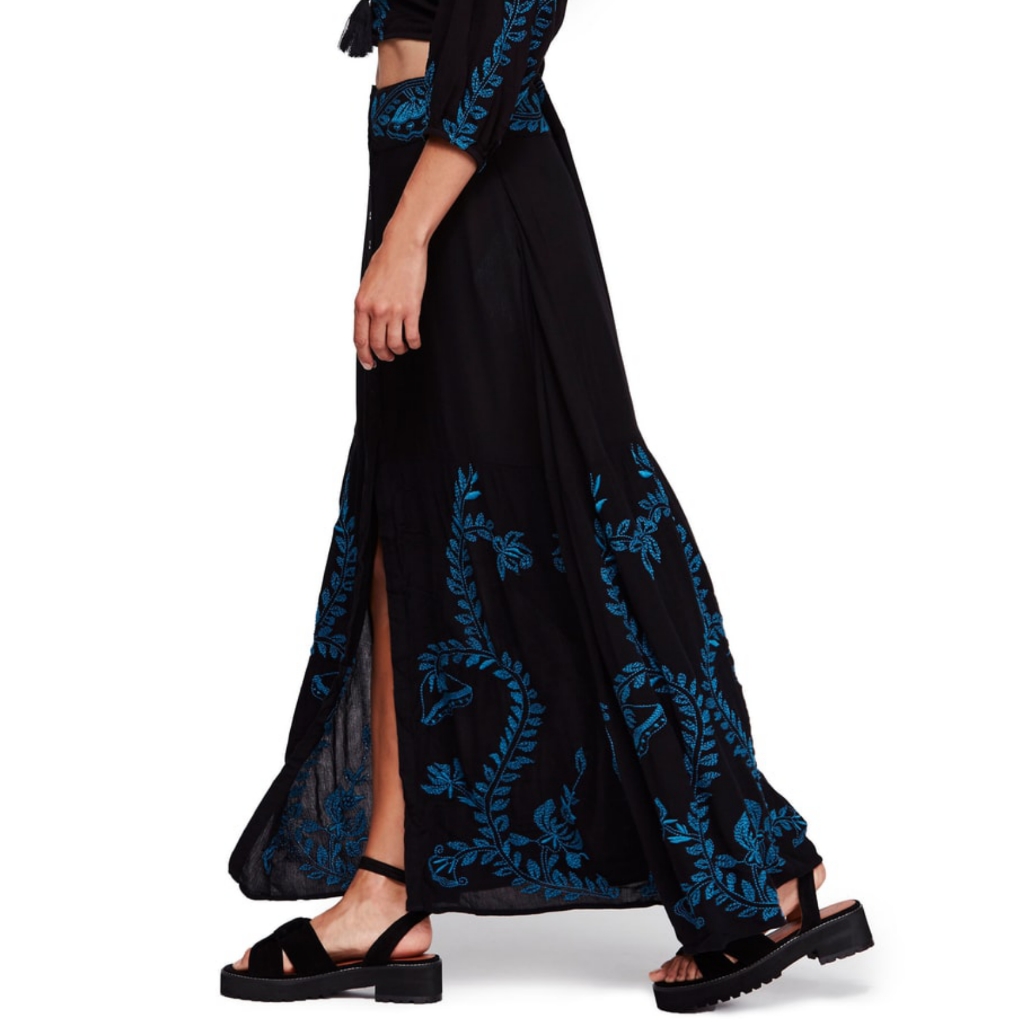 Free People Loving You Two Piece Maxi Skirt Black